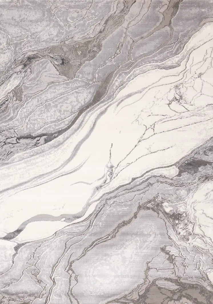 7' X 10' Gray And Off White Abstract Area Rug