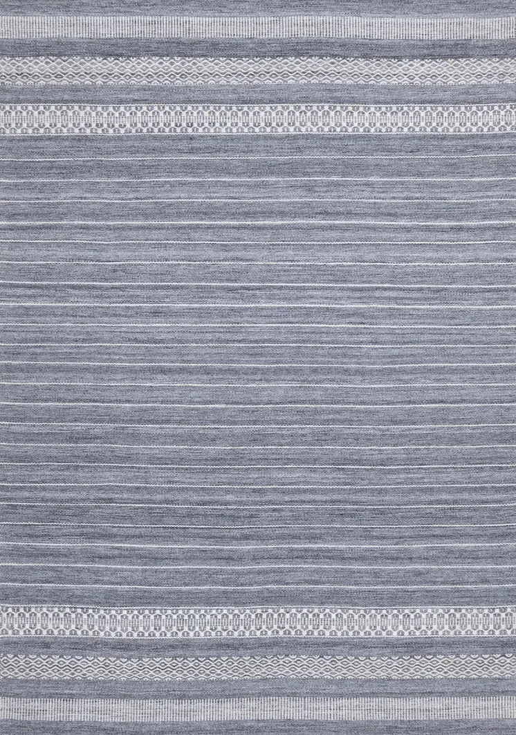 5' X 8' Gray And White Striped Hand Woven Area Rug