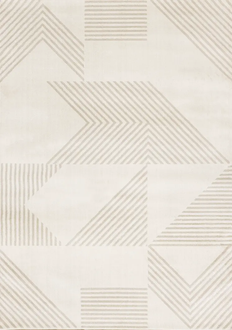 8' X 11' Cream And Beige Geometric Area Rug