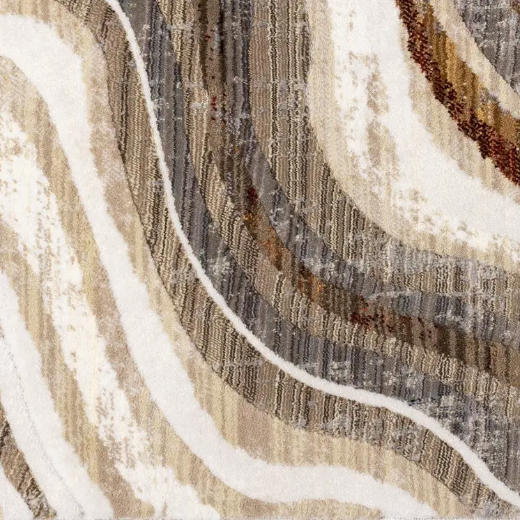 7' X 10' Cream And Beige Abstract Area Rug