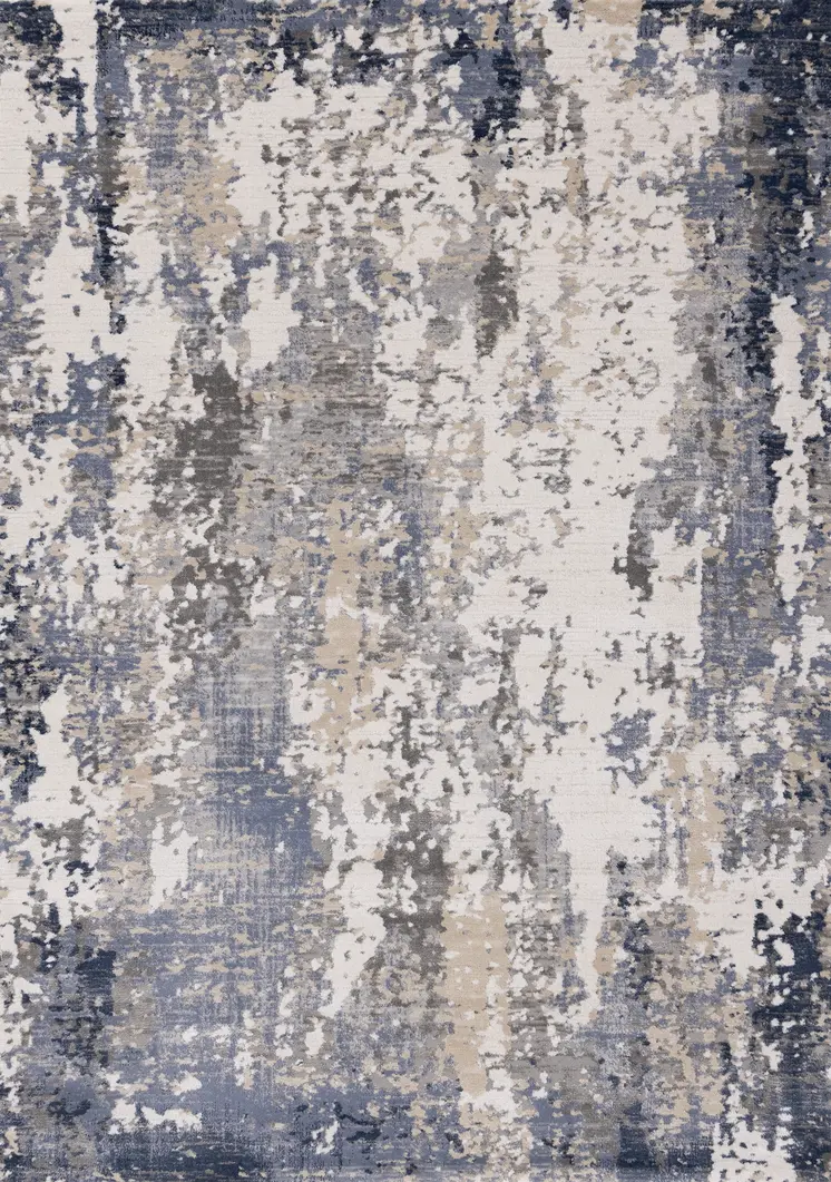 8' X 11' Blue And Beige Abstract Area Rug