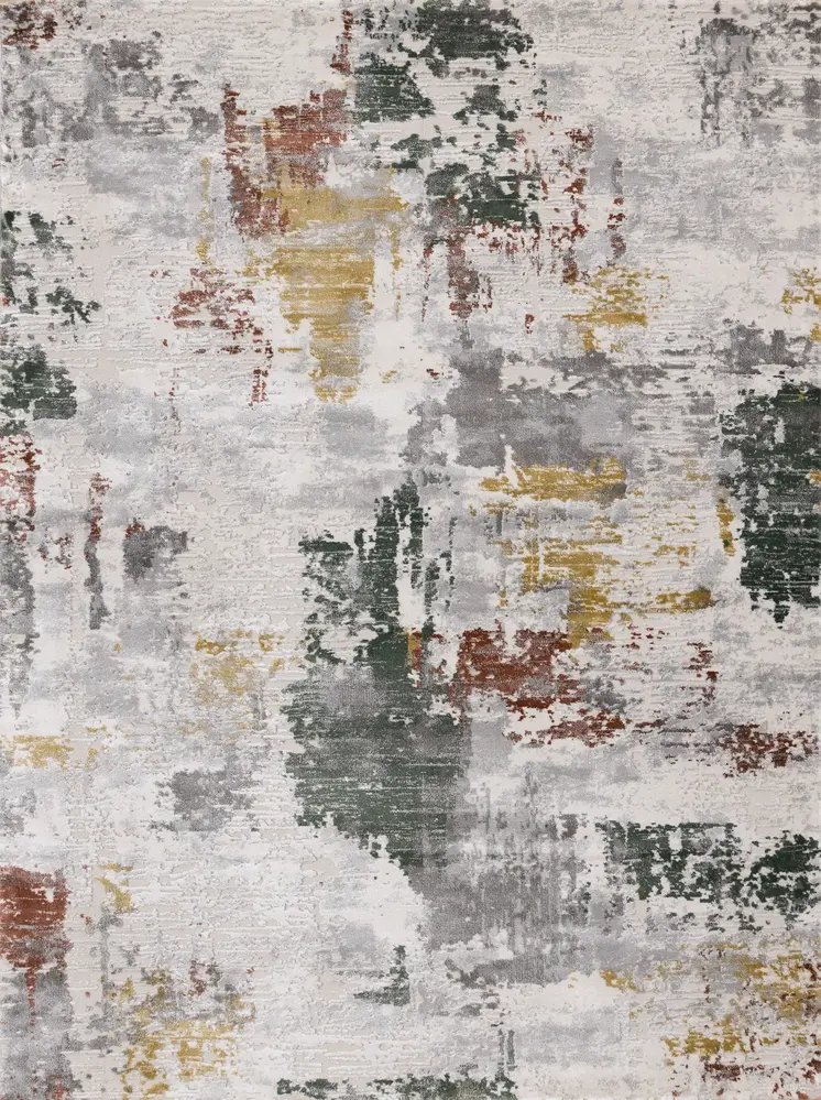 8' X 11' Gray And White Abstract Area Rug