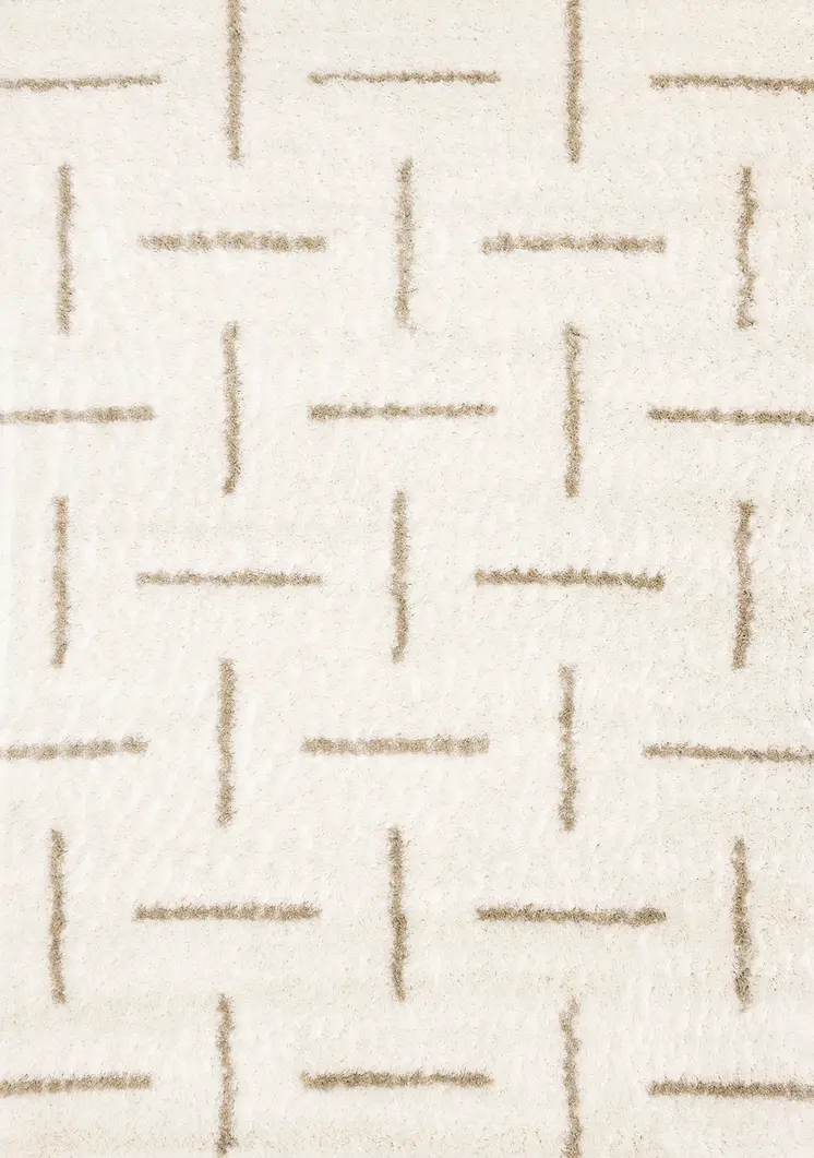 8' X 11' Cream And Beige Striped Area Rug