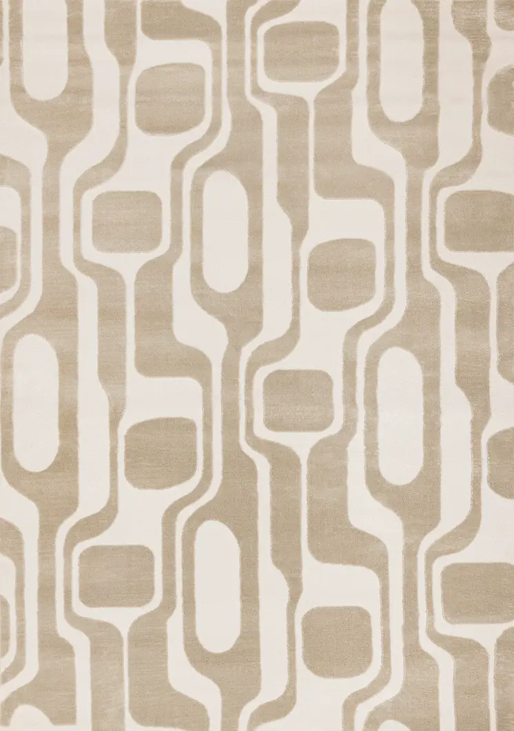 5' X 8' Cream And Beige Geometric Area Rug
