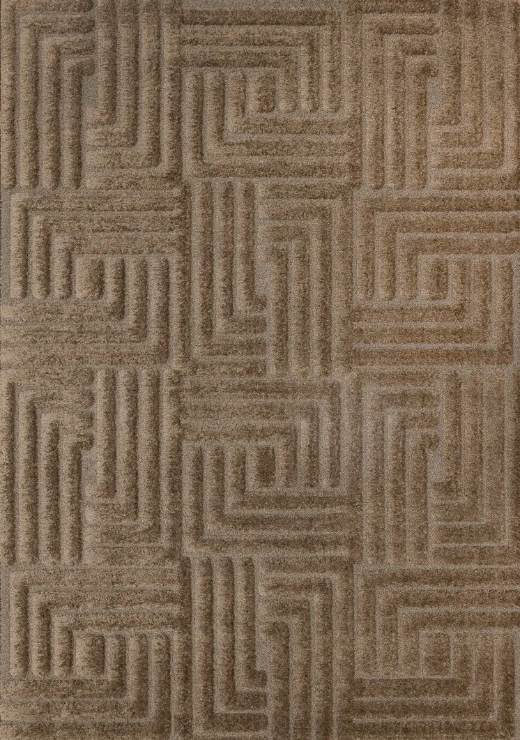8' X 11' Dark Brown And Brown Geometric Area Rug