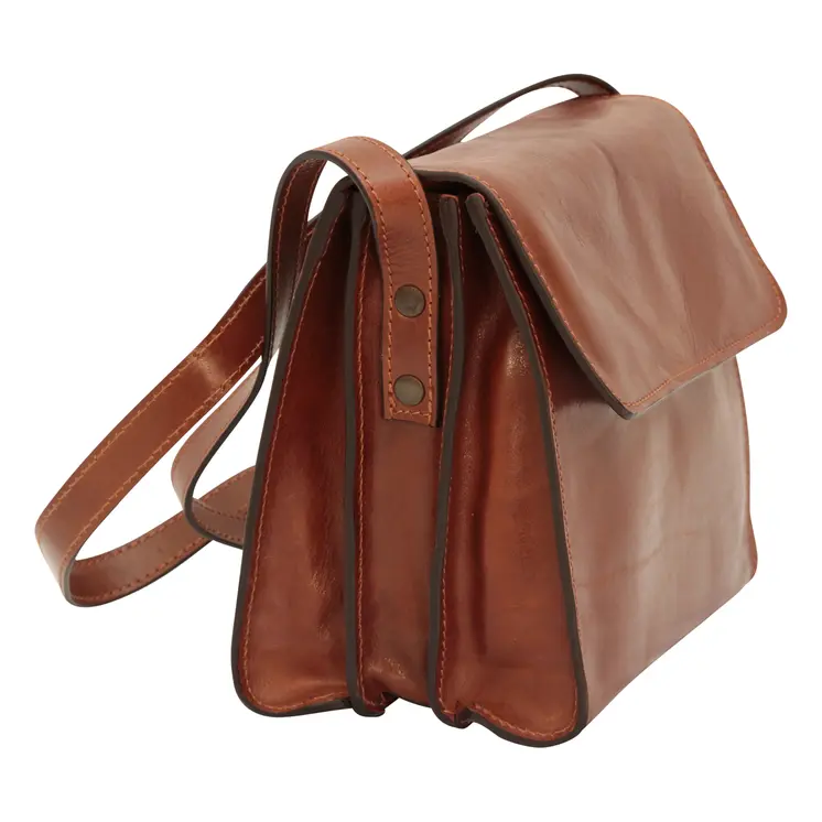 Full grain calfskin shoulder bag-Brown