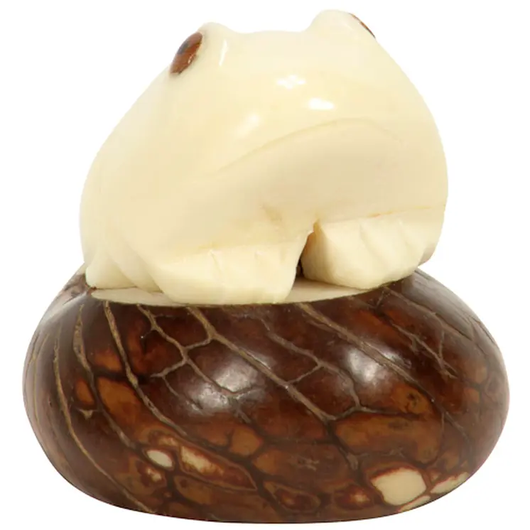 Frog Tagua Nut Figurine