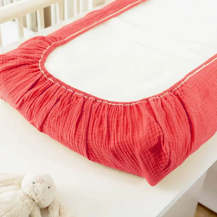 Housse de Matelas à Langer en Coton Bio Fraise