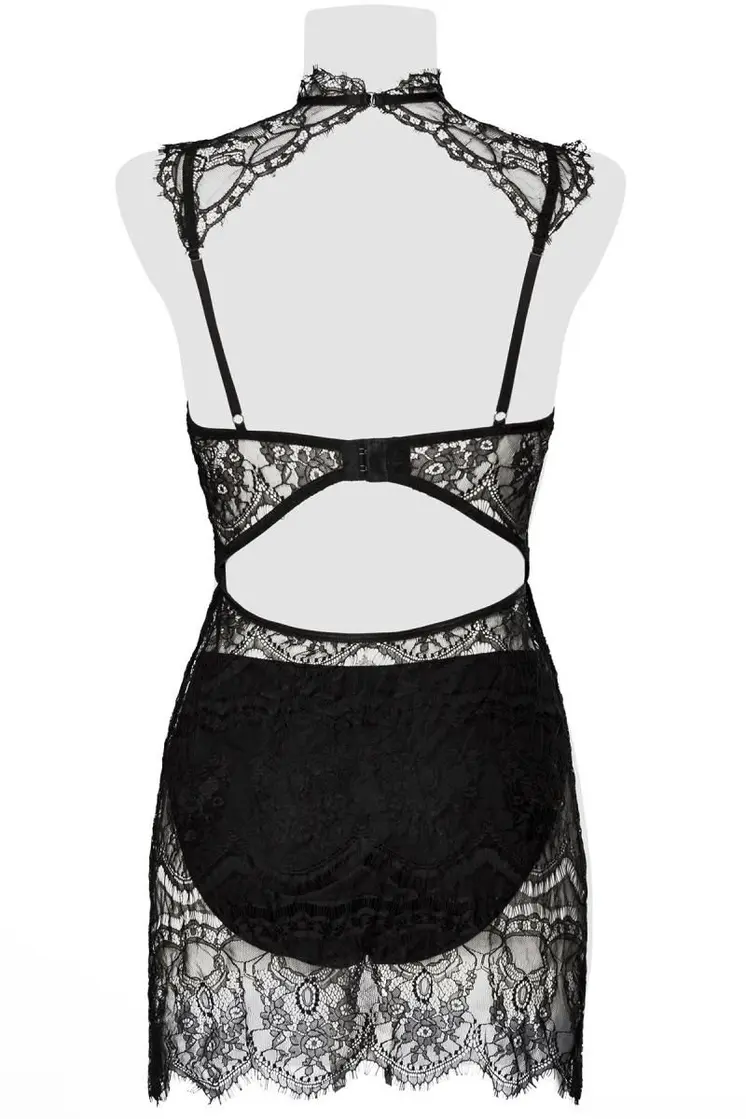 schwarzes Spitzen Negligé 15310 - XL