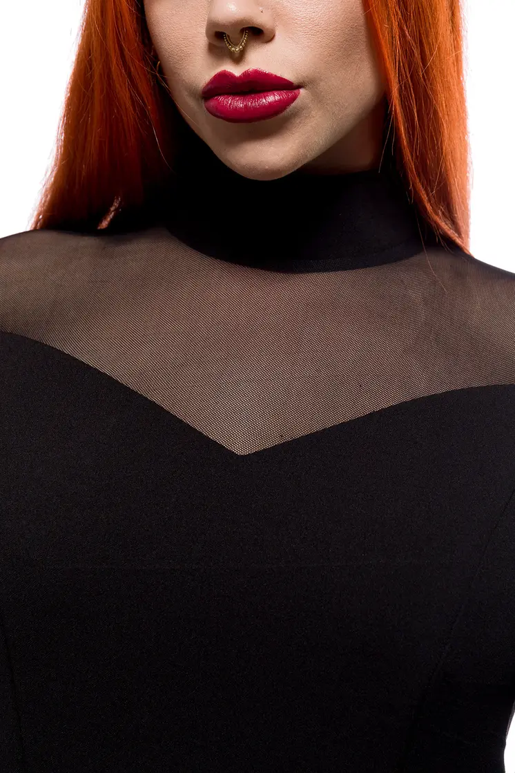 Kleid mit Netzeinsatz 90521 - 4XL