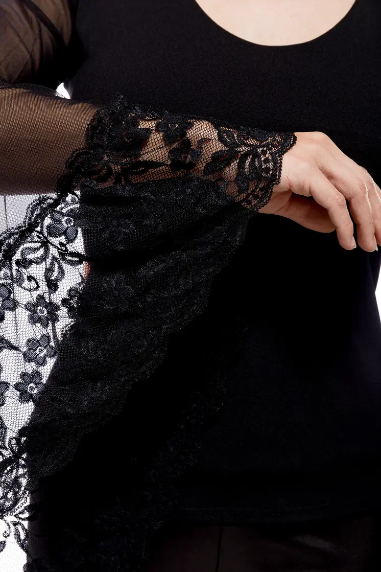 langarm Shirt mit Spitze 90522 - 4XL