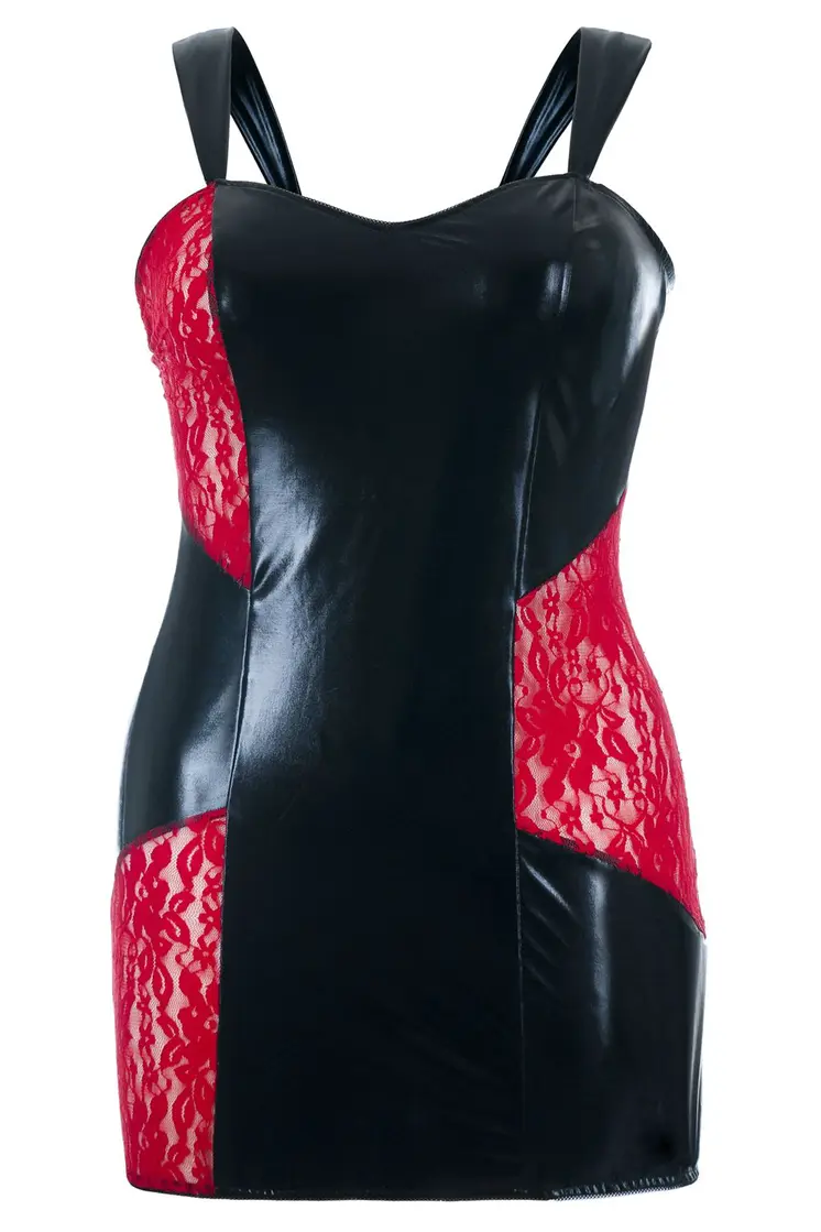 schwarz/rotes Wetlook Chemise SB/1006 54/56 Sexy Base