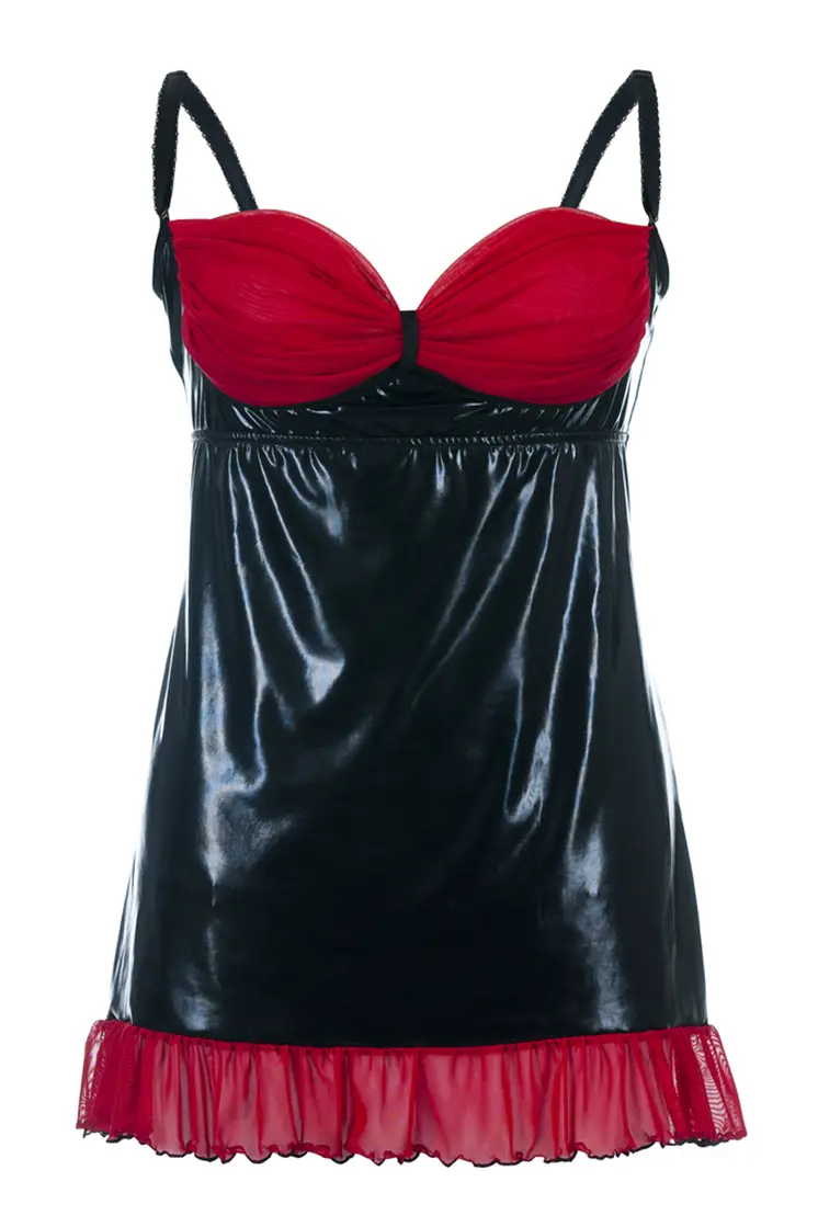 schwarzes Wetlook Chemise SB/1011 54/56 Sexy Base Kollektion by Andalea