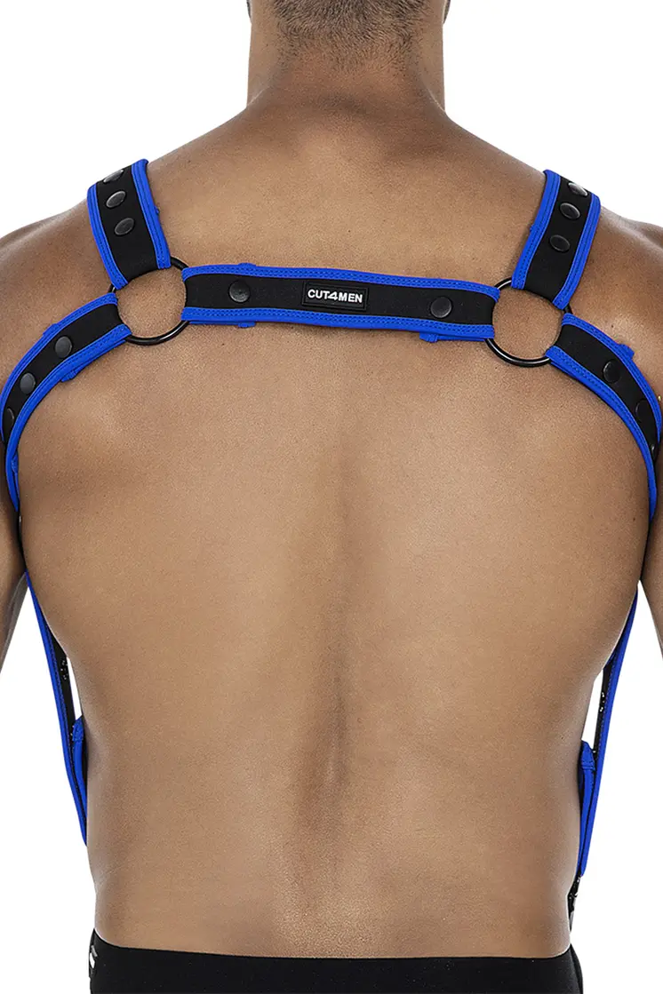 schwarz/neoblauer Brust-Harness 05 - OS