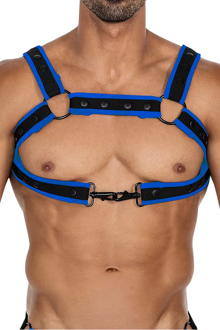 schwarz/neoblauer Brust-Harness 05 - OS