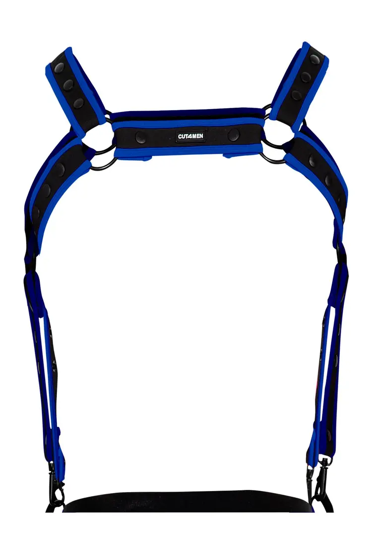 schwarz/neoblauer Brust-Harness 05 - OS