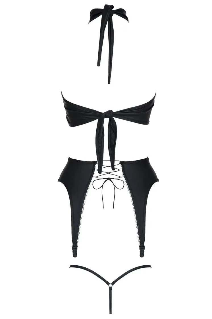 schwarze Corsage DDHekate001 + Strümpfe - XXL