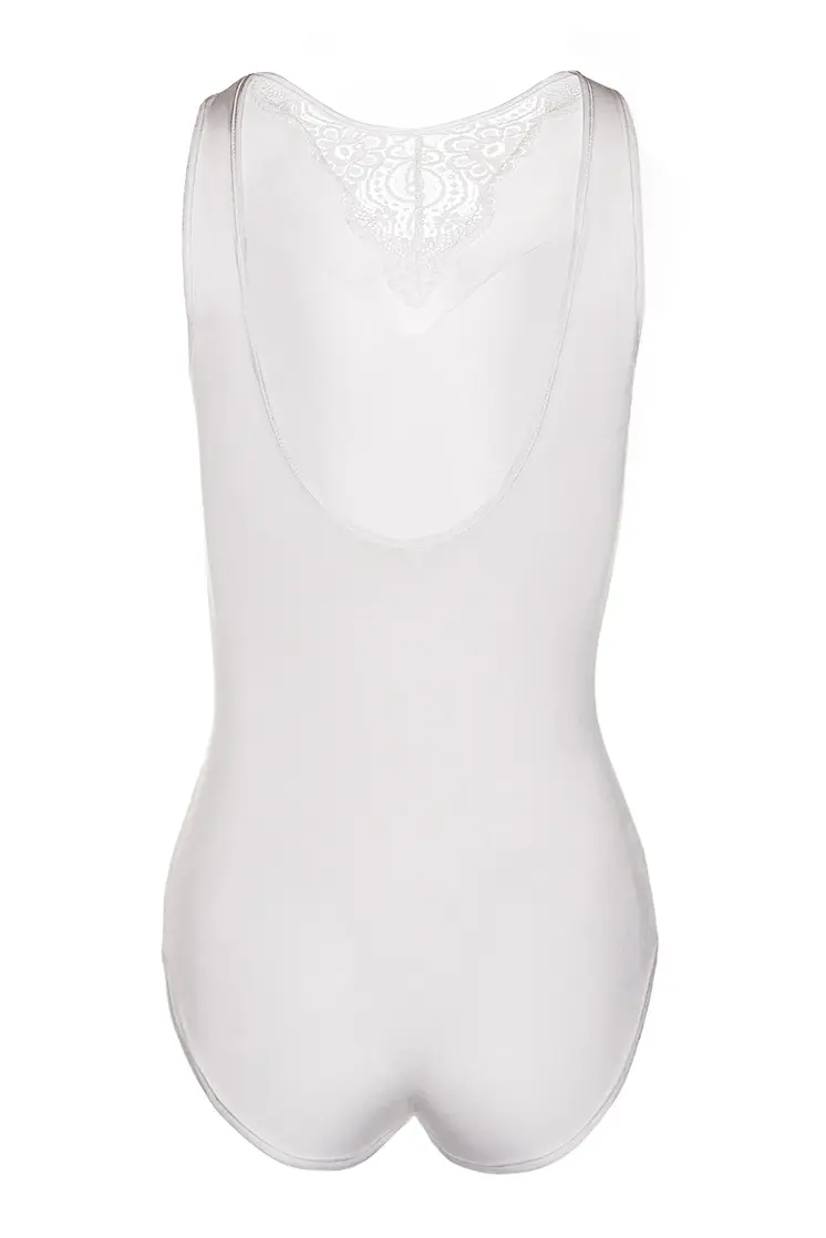 ecru Body mit Netzeinsatz und Spitze KA923323 - 2XL