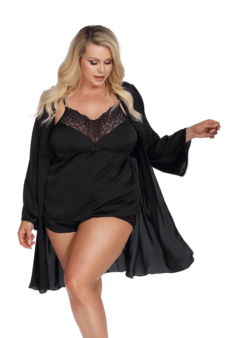 schwarzer Morgenrock AA053628 - 5XL/6XL