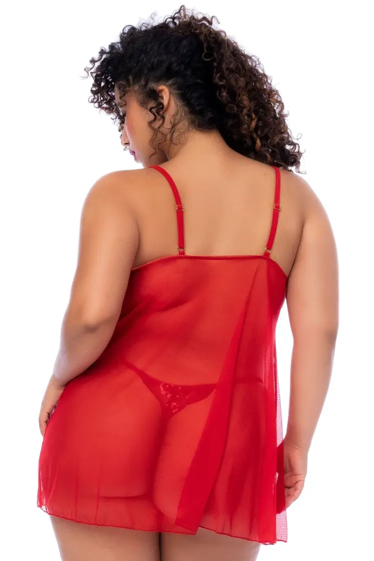rotes Babydoll - MAL7559XRED - 3XL/4XL