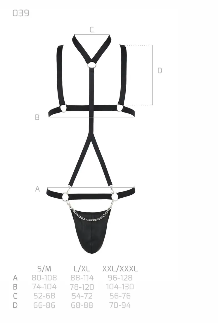 schwarzes Harness Set 039 - 2XL/3XL