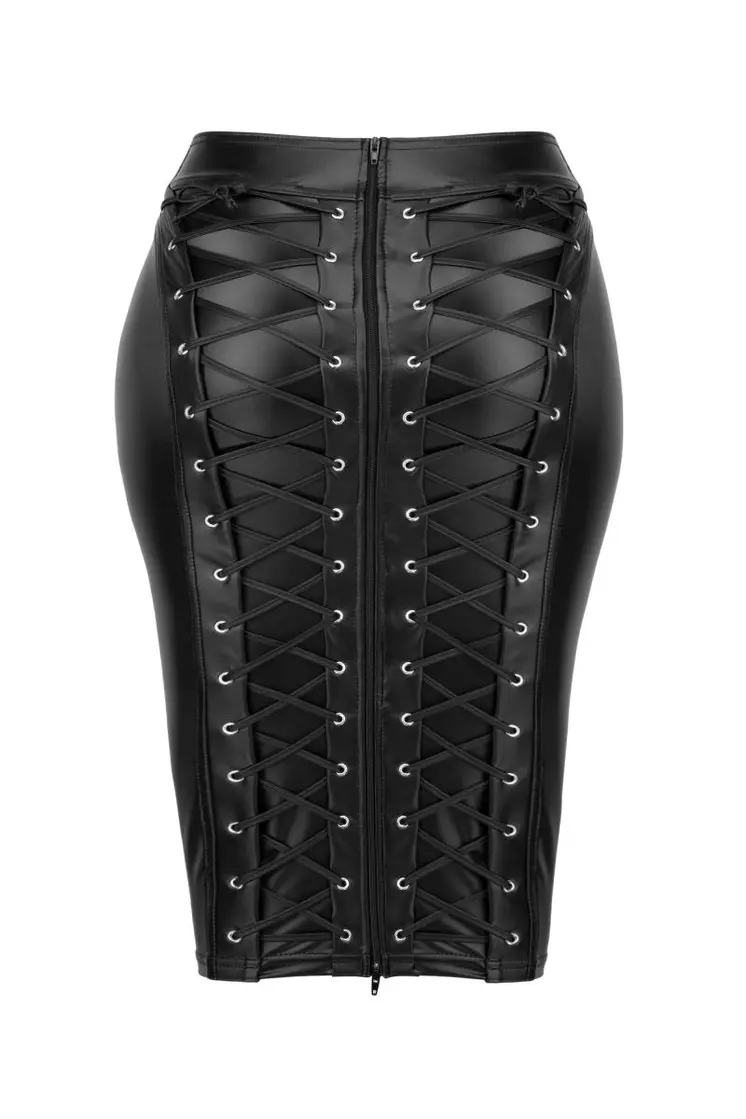 schwarzer Rock aus Powerwetlook F273 - 6XL