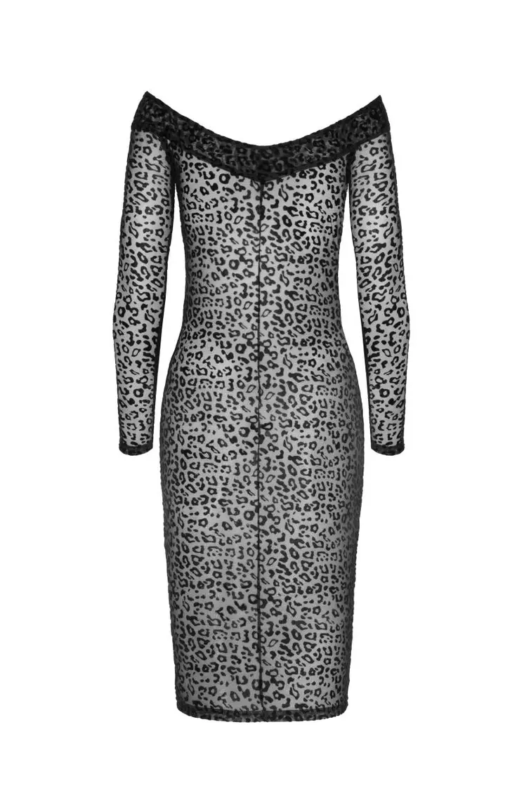 F284 Midikleid aus Leopardenflock - 3XL