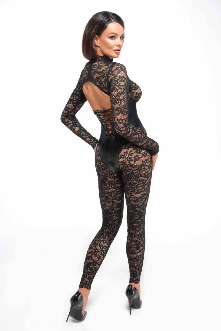 F299 Bodystocking mit Unterbrust-Corsage - 3XL