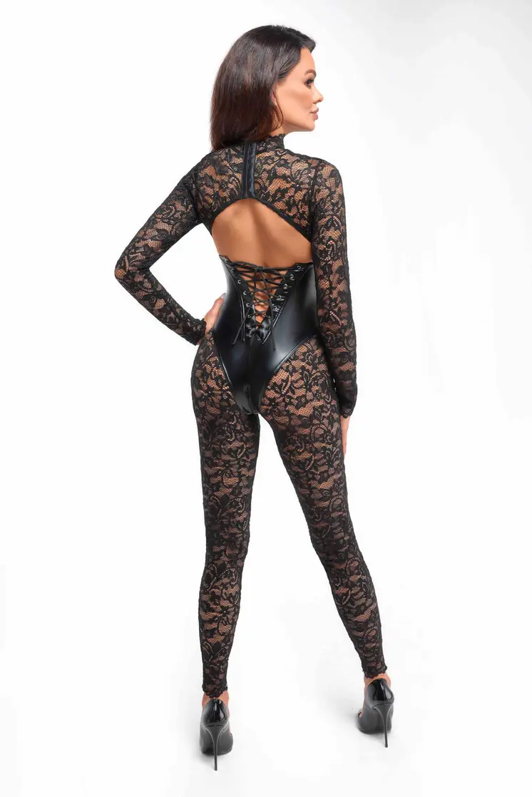 F299 Bodystocking mit Unterbrust-Corsage - 3XL