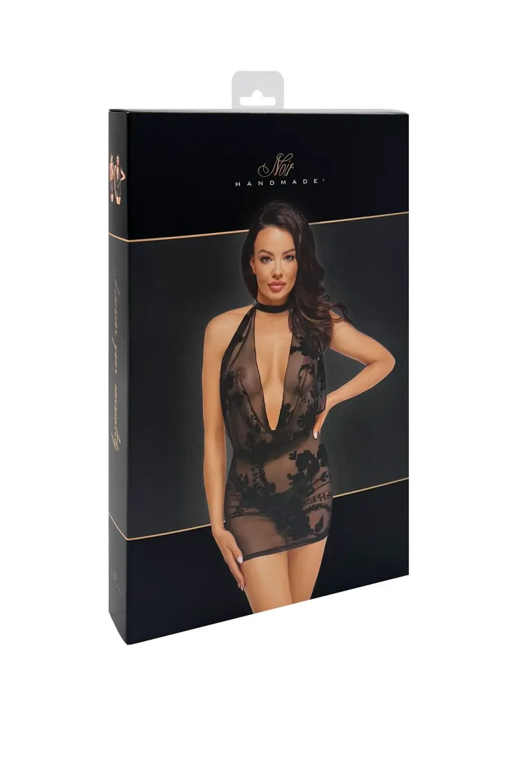 F313 Minikleid aus Netzmaterial mit Kette - 3XL