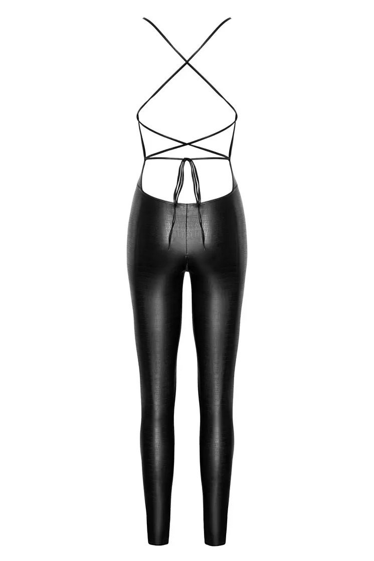F316 Wetlook Catsuit ouvert - 3XL