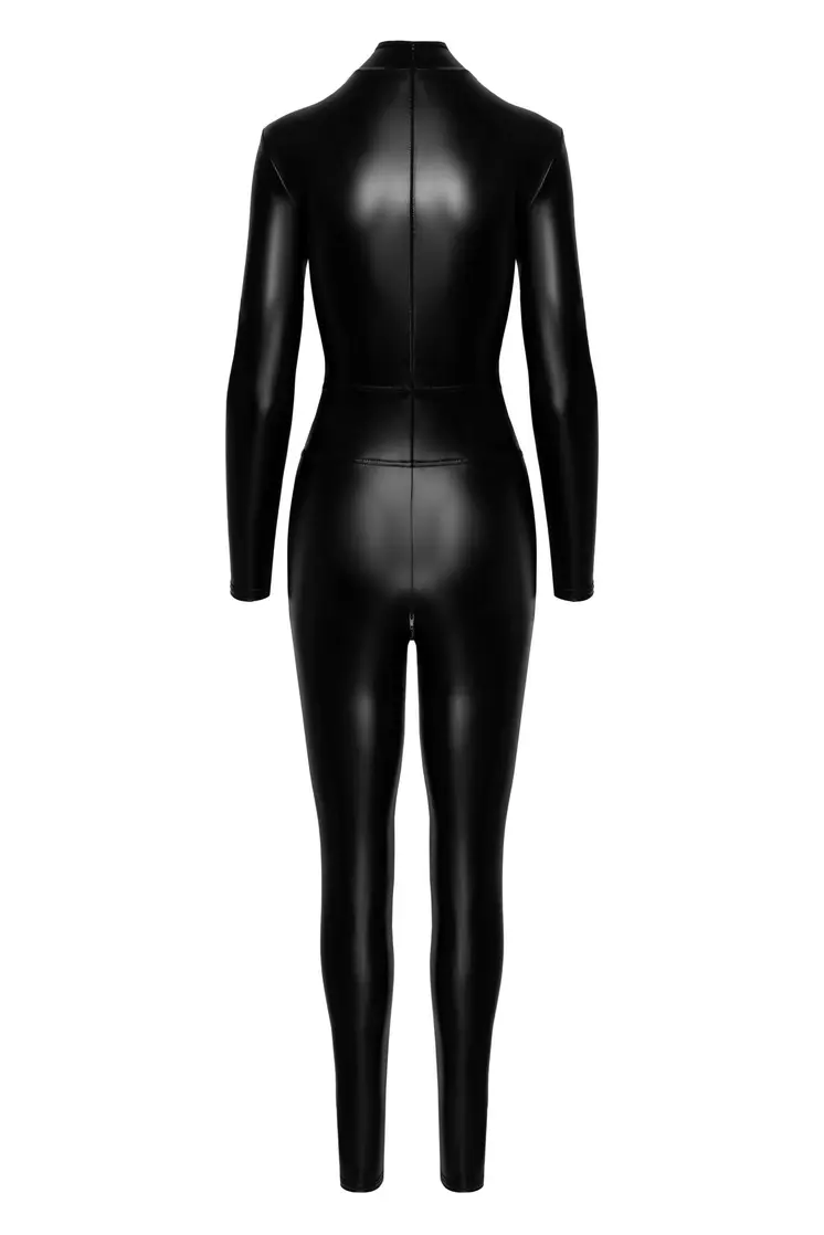 F319 Powerwetlook Catsuit mit Reißverschluss und Ring - 3XL