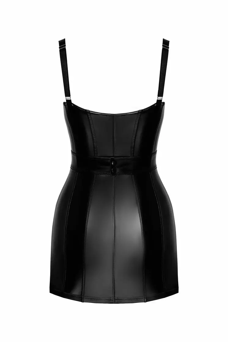 F320 Wetlook Minikleid mit Ring - 3XL