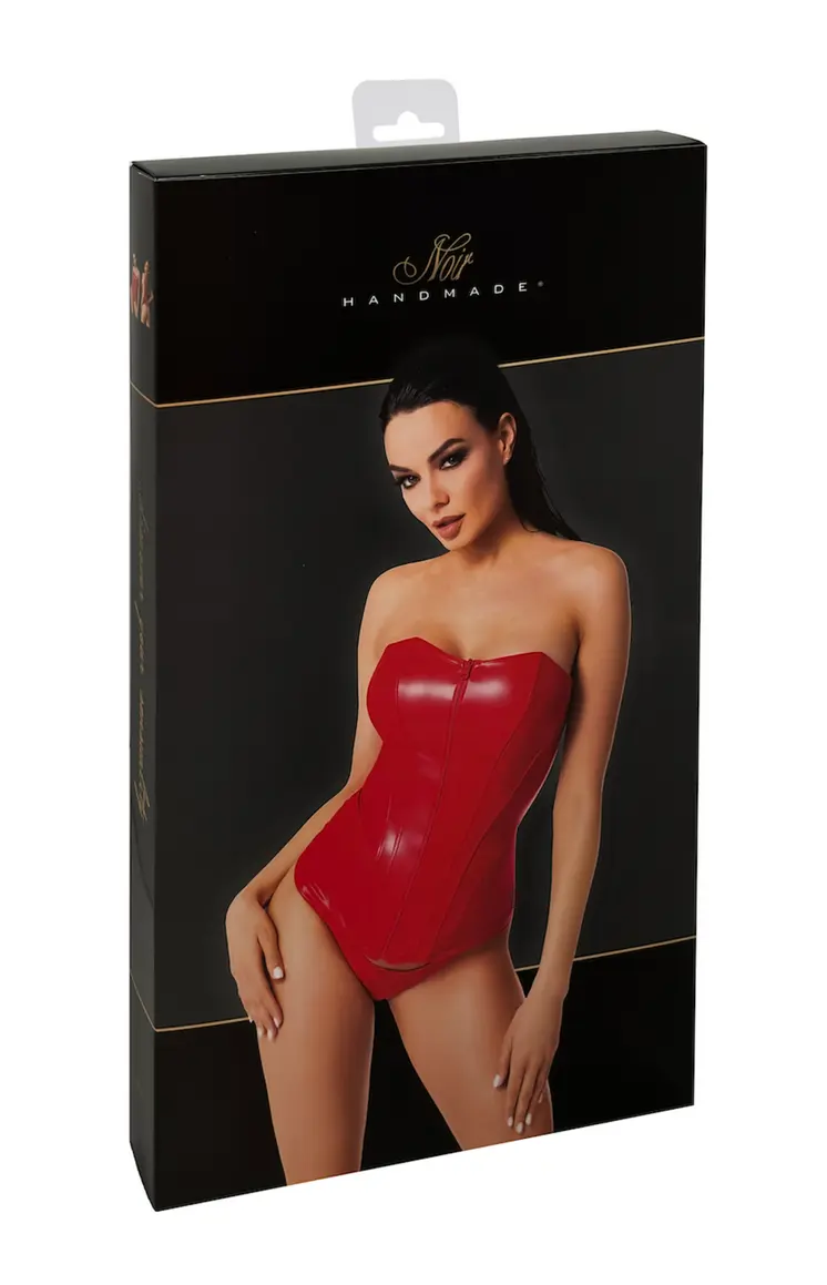 F355 Wetlook Corsagen-Top rot - 3XL