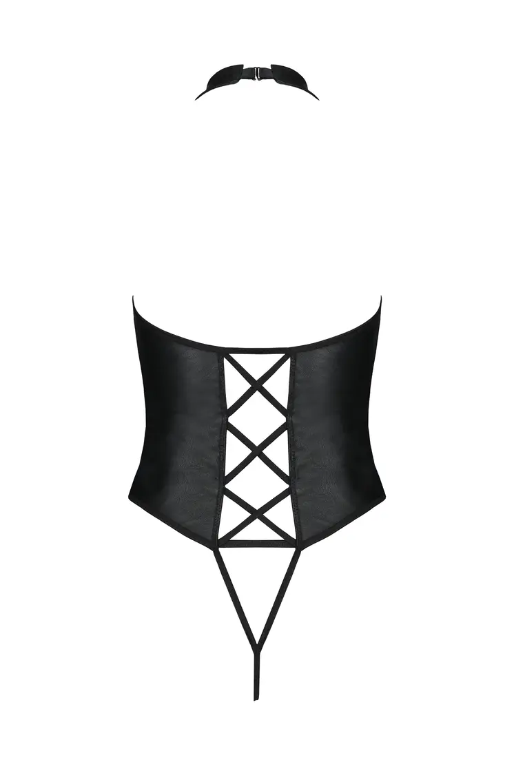 schwarzer Kunstleder Body ouvert PA596249 - 2XL/3XL