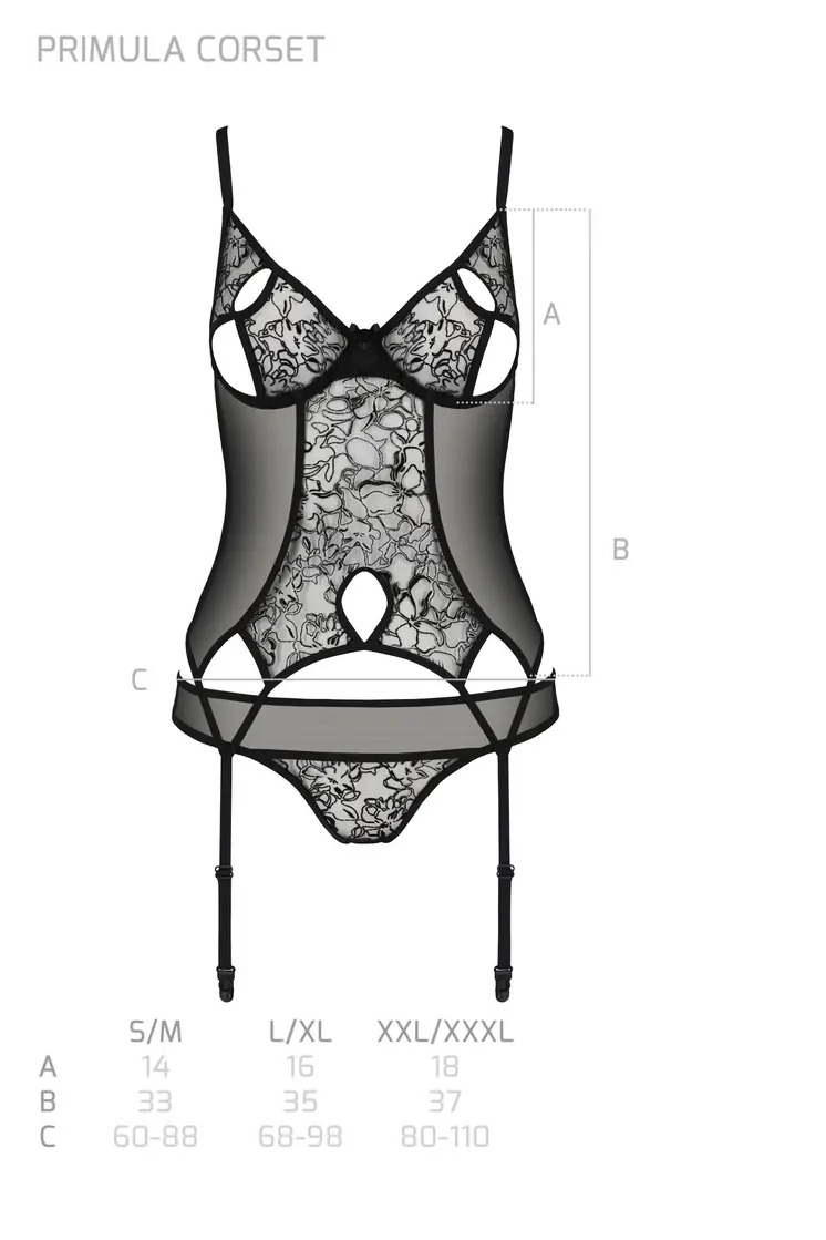 schwarzes Corset PA596615 - 2XL/3XL