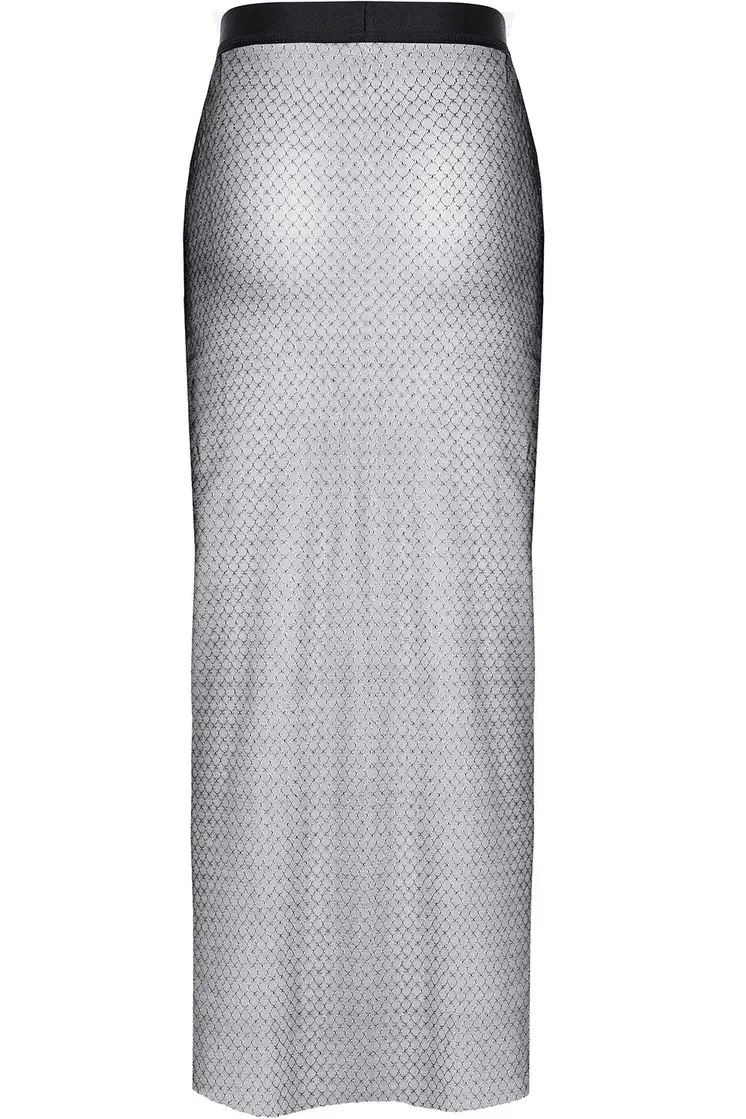 langer schwarz/silberner Rock STChiara001 - XL