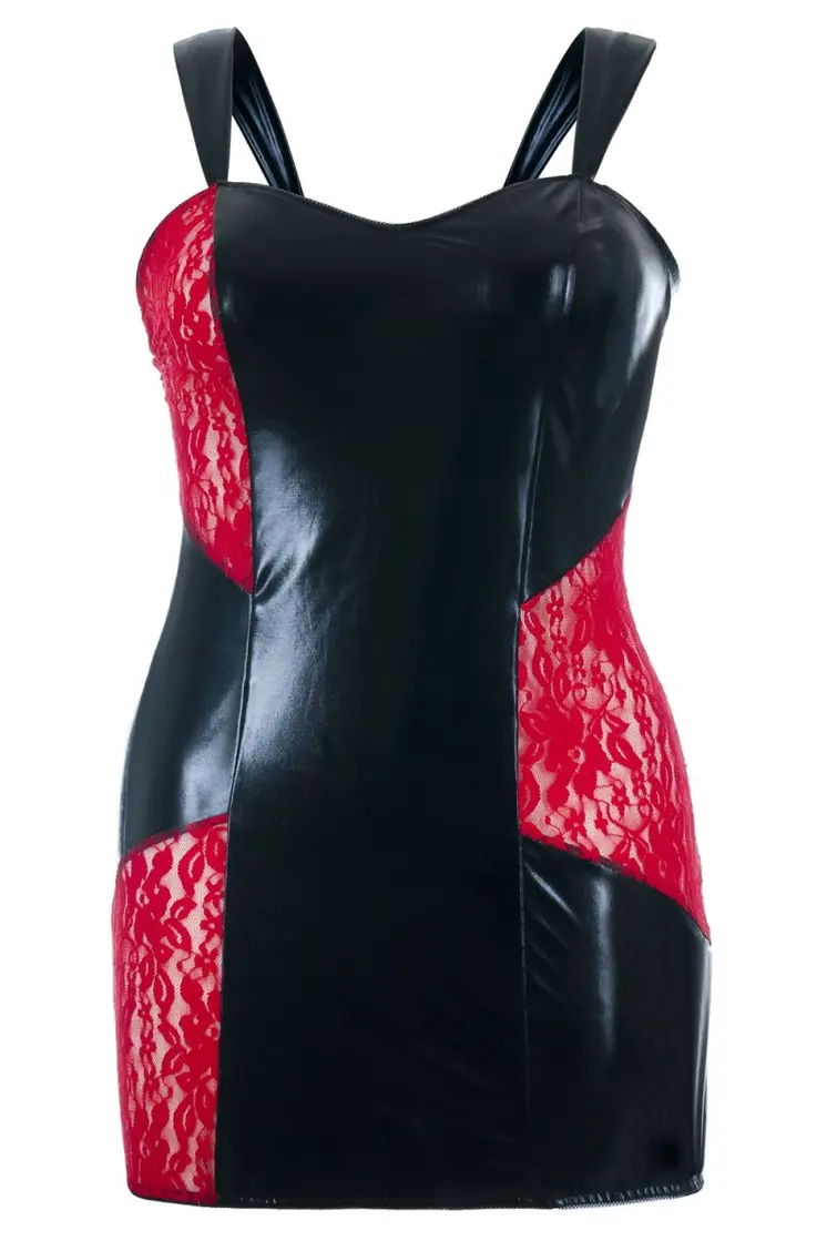 schwarz/rotes Wetlook Chemise SB/1006 54/56 Sexy Base