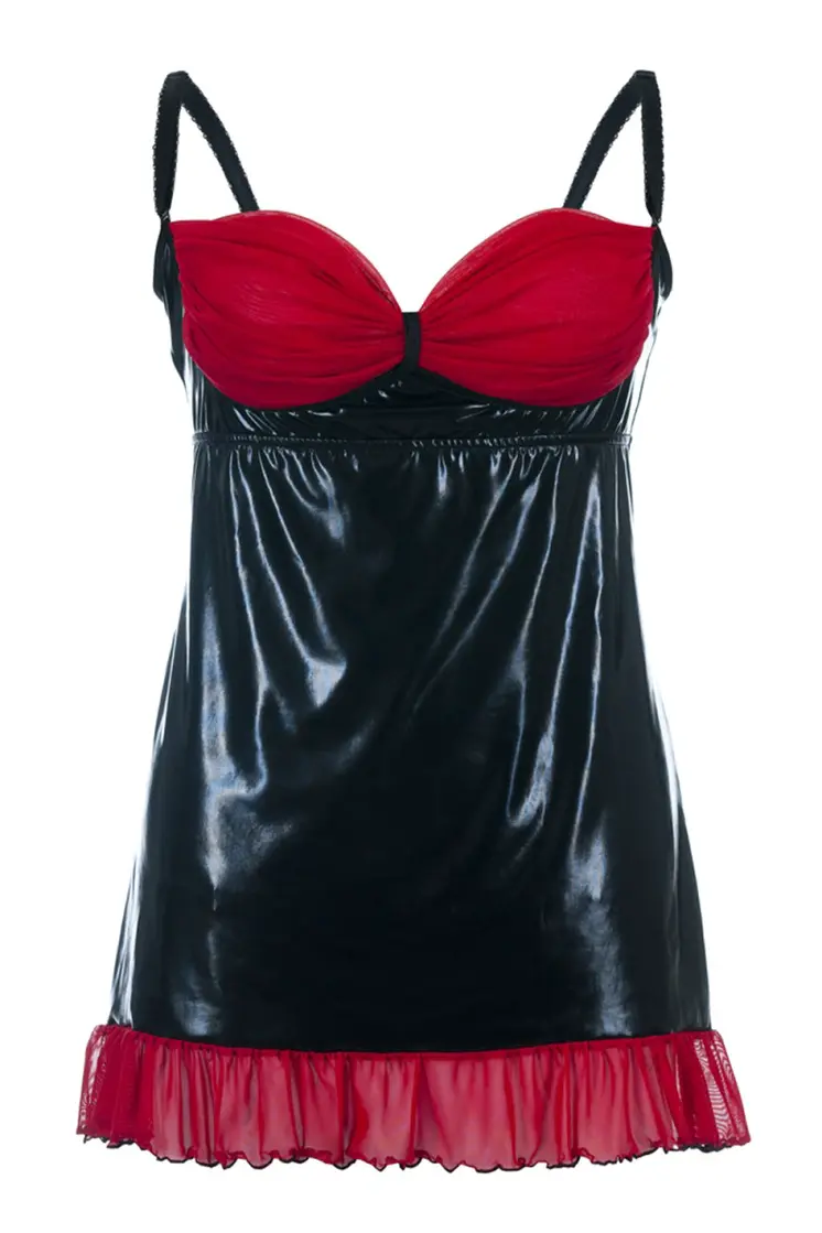 schwarzes Wetlook Chemise SB/1011 54/56 Sexy Base Kollektion by Andalea