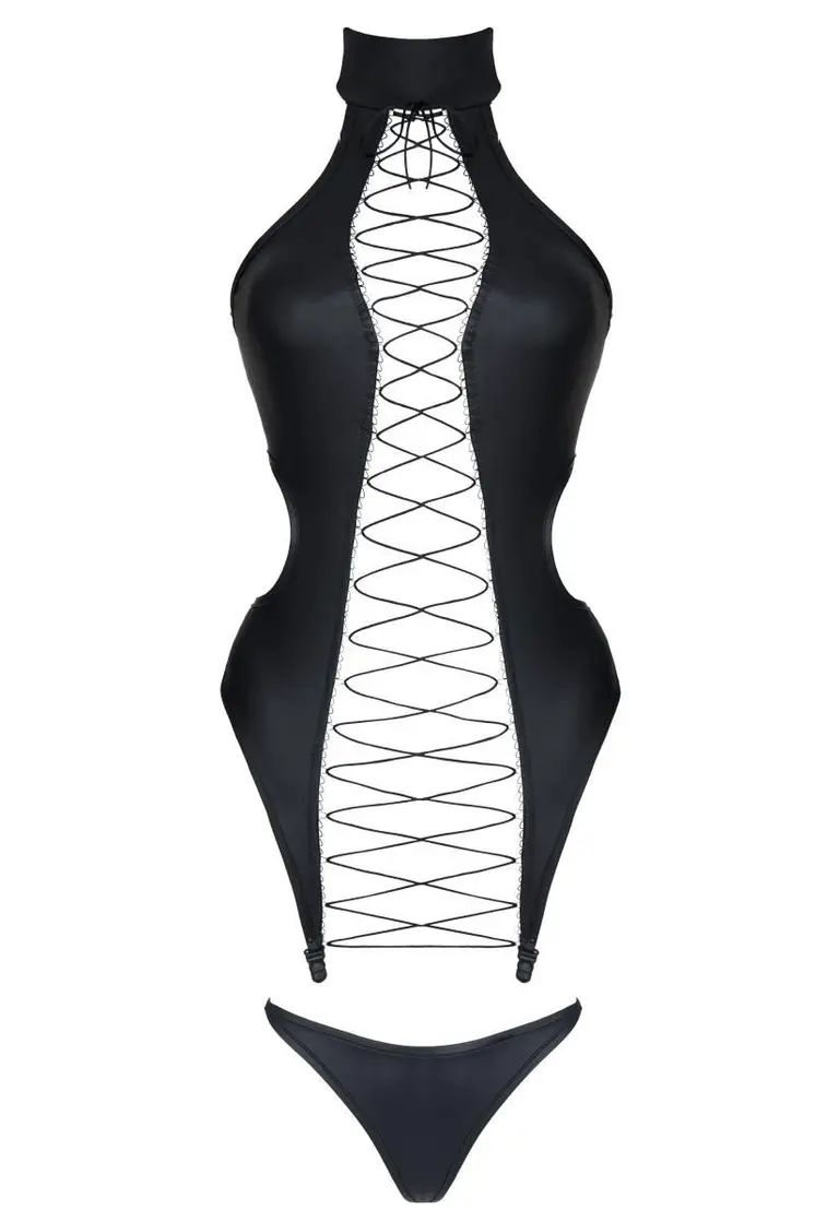 schwarze Corsage DDHekate001 + Strümpfe - XXL