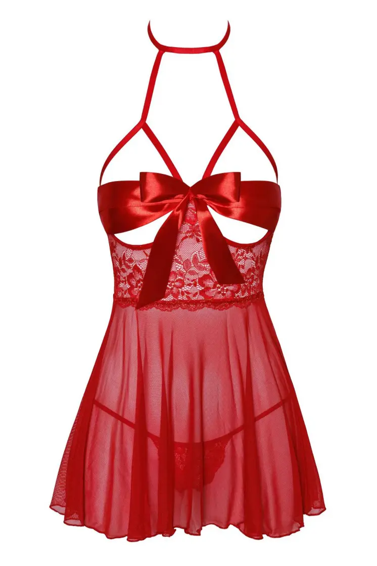KISS247 Negligee aus Netz und Spitze - L/XL