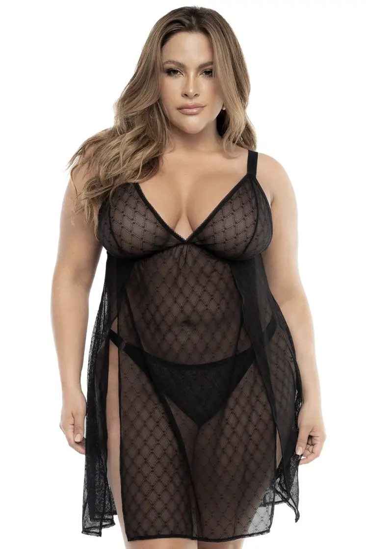 Schwarzes Babydoll Plus Size - MAL7498XBLK - 3XL/4XL