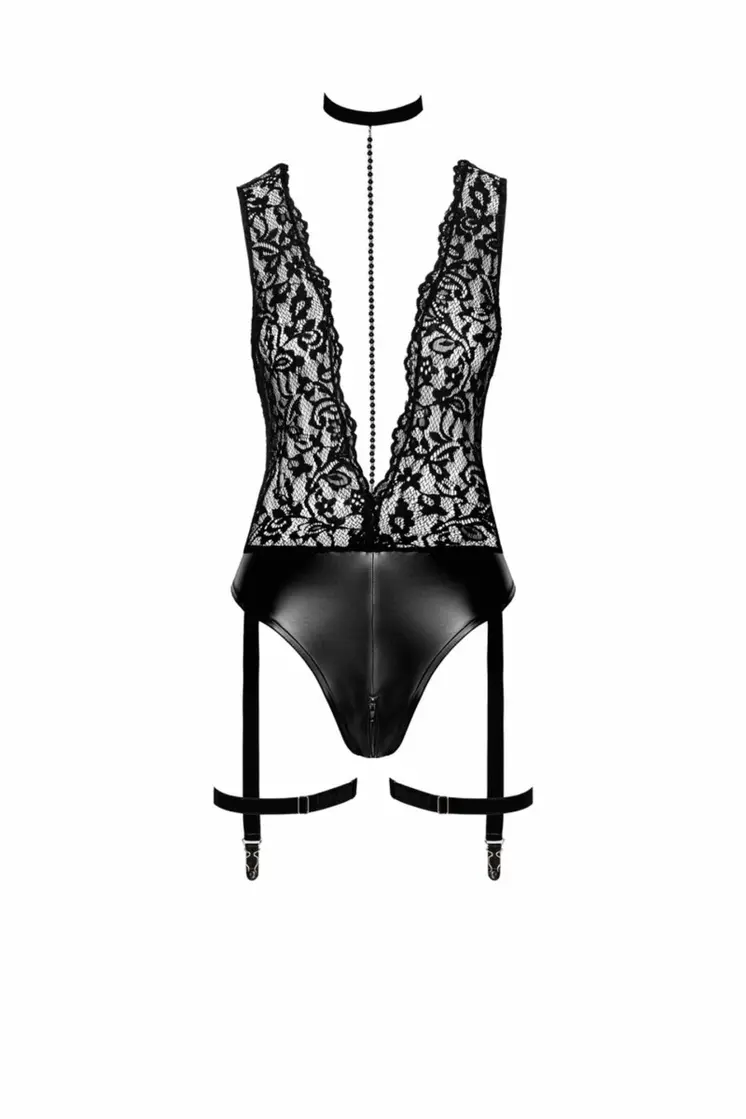 F297 Deep-V-Body mit Strumpfhalter - 3XL