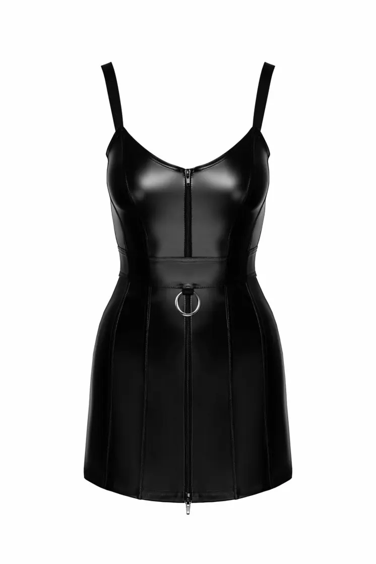 F320 Wetlook Minikleid mit Ring - 3XL
