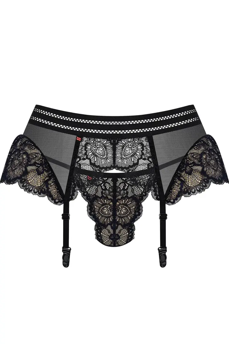 853-GAR-1 Strumpfhaltergürtel + T-String schwarz - L/XL