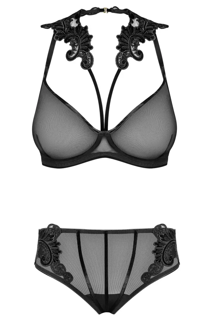 171818 Set aus Bügel-BH mit Stickerei und Panty - XL (BH 75E/80D & Panty 42)