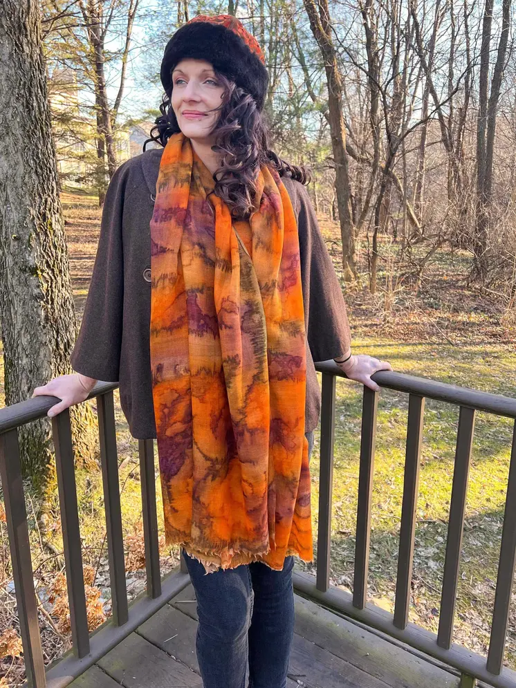 Handcrafted Suede Brown and Peach Embroidery Hat