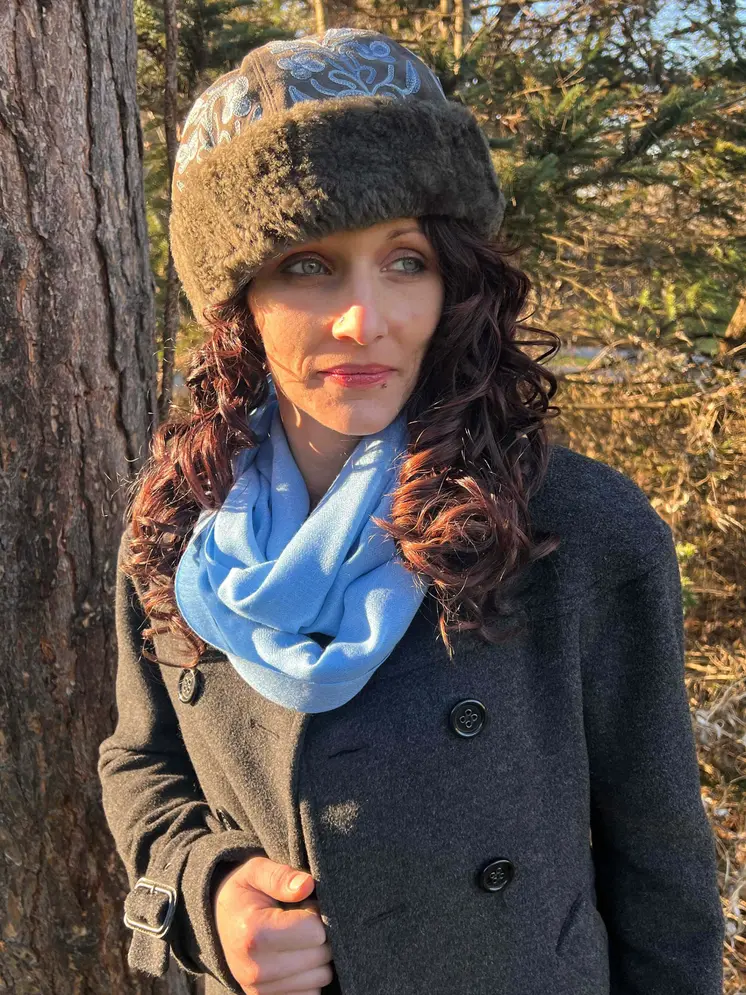 Blue Featherlight Solid Wool Scarf