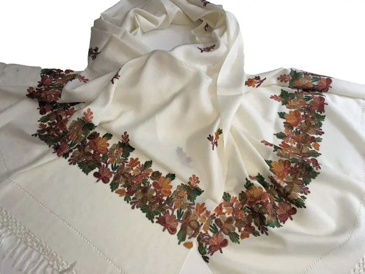 Embroidered Wool Wrap - Fall