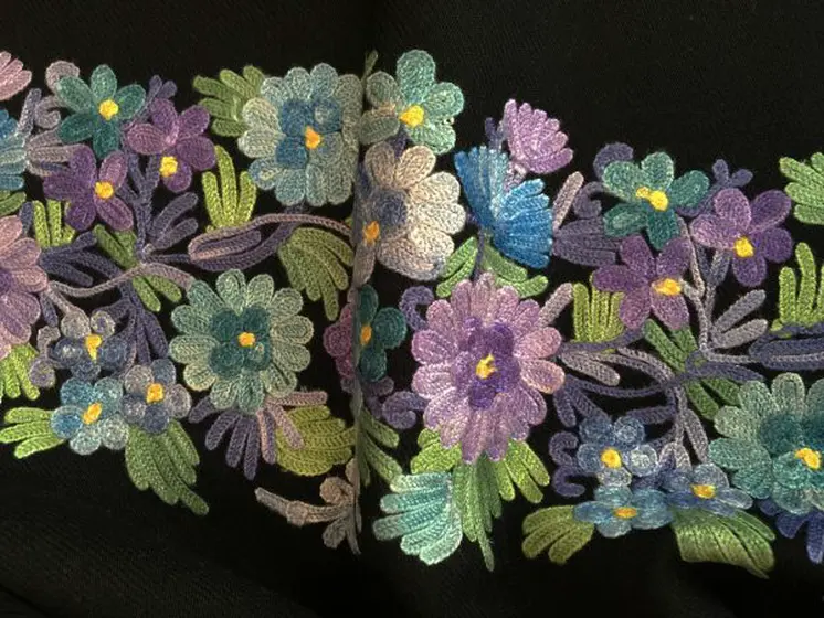 Embroidered Wool Wrap - Spring Bloom